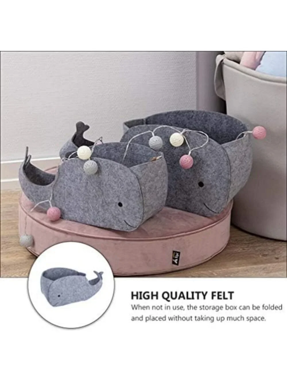 Whale-Shaped Felt Storage Bin | Foldable Fabric Organizer for Toys & Sundries